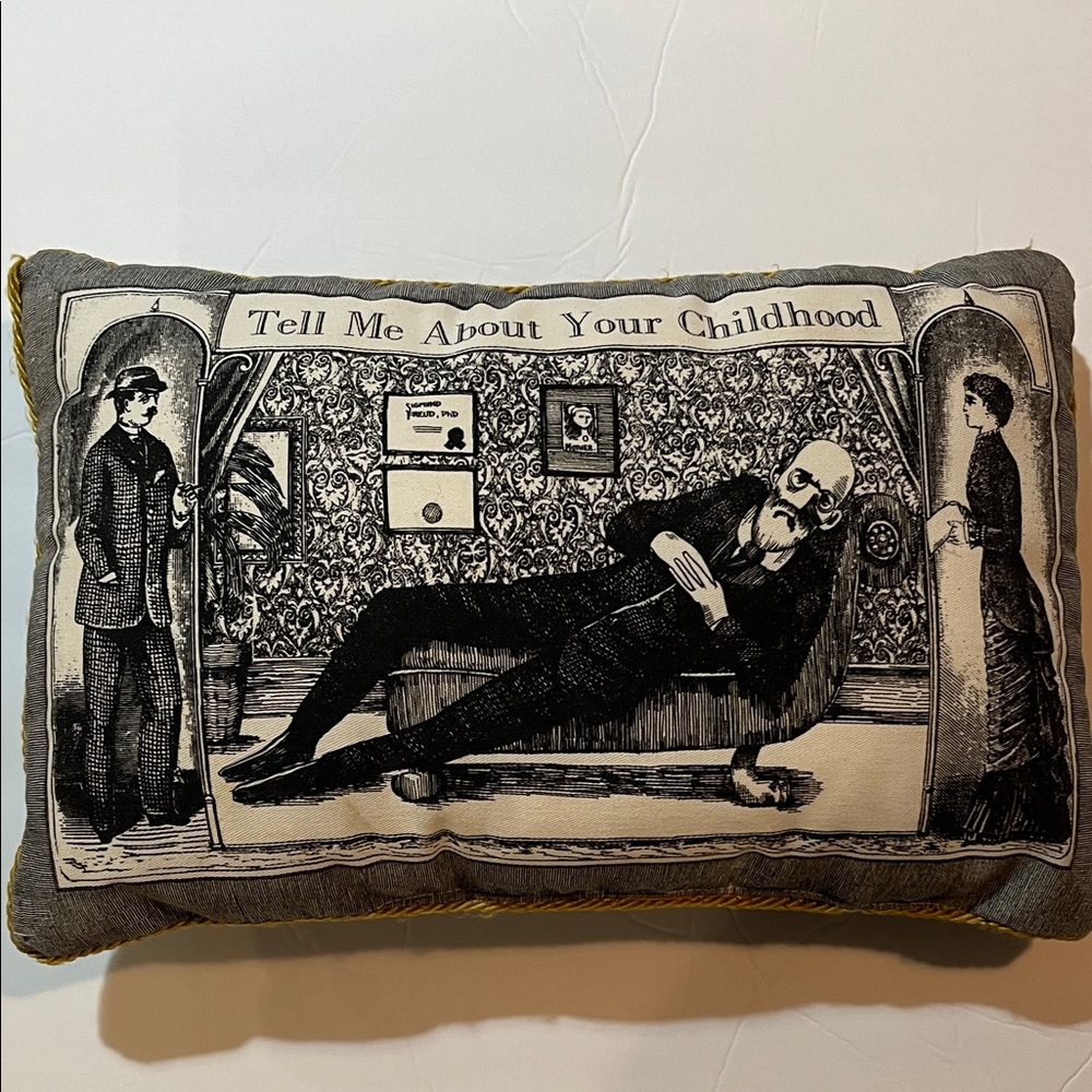 Vintage Music Box Sigmund Freud Psychoanalysis Accent Pillow 1997